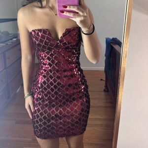 Emerald Sundae Red Sequin Homecoming Dress S Never Worn